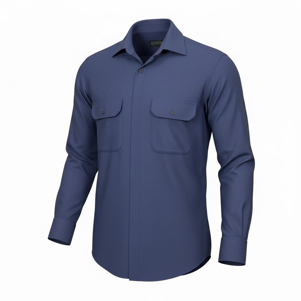 Stefano Ricci Textured Cotton Dress Shirt In Navy size 46IT/36 US $800